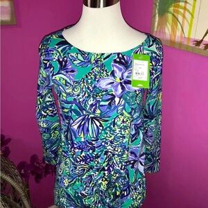 Lilly Pulitzer NWT Maci Top Bennet Blue Sneak A Beak $68 Size XXS
